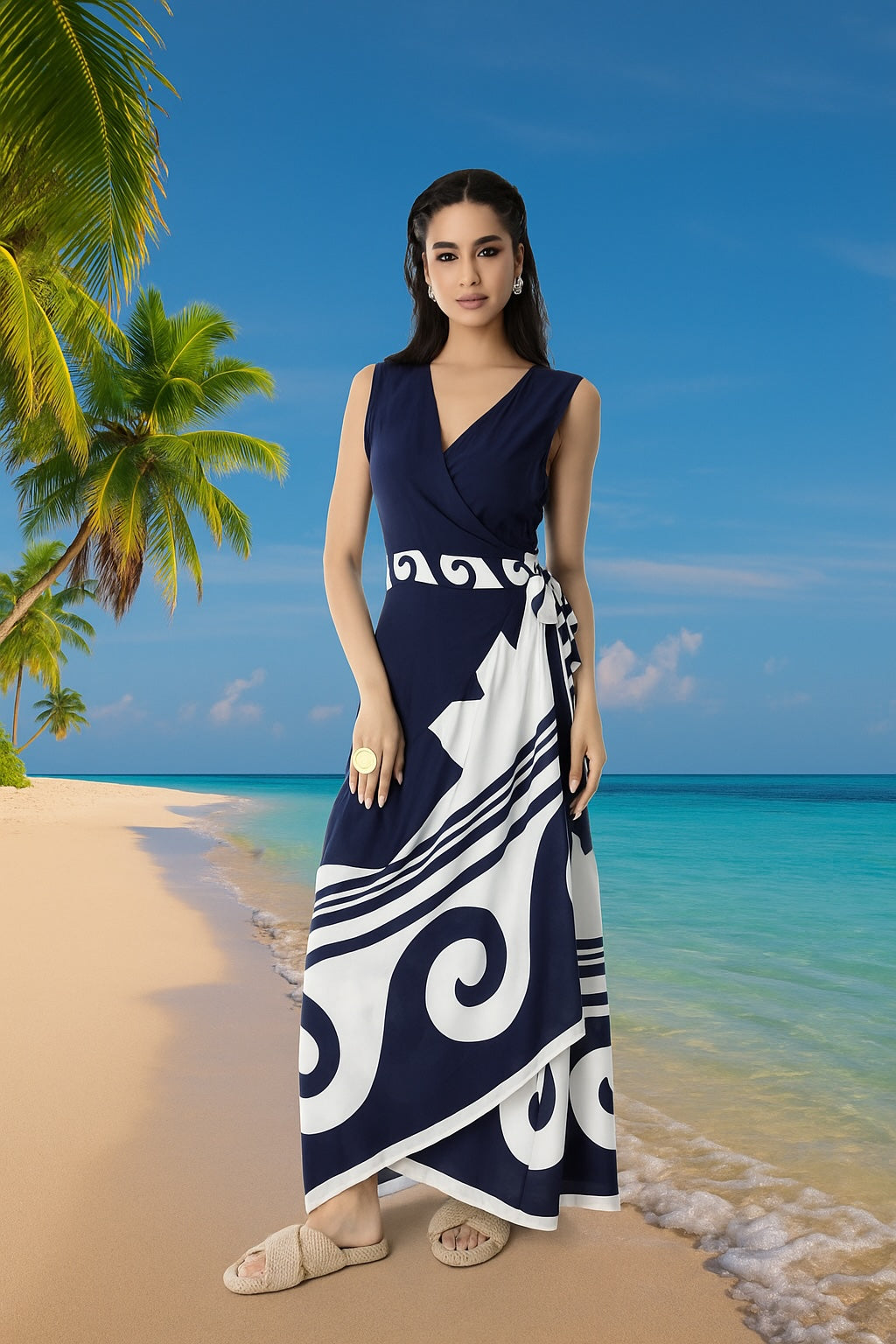 Elegant Greek-Inspired Summer Maxi Dress – Stylis Beachwear for Women