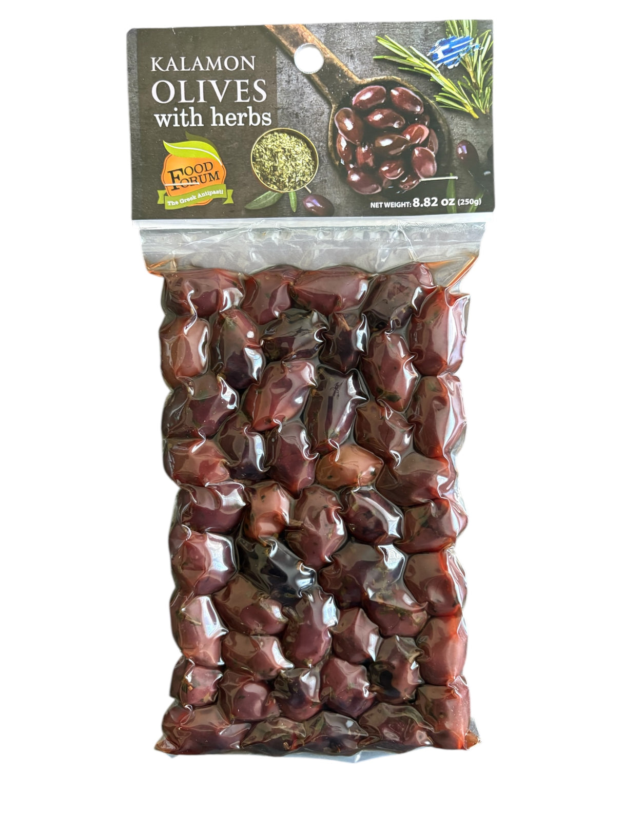 Kalamon Olives with Herbs – Authentic Greek Kalamata Olives, Vacuum Sealed 8.82oz (250g)