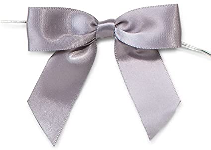SILVER SATIN BOW ON A WIRE