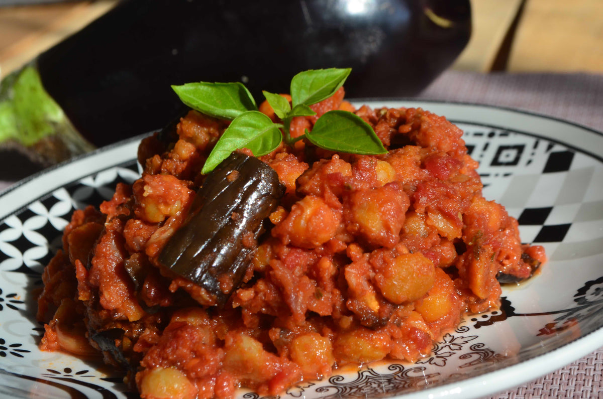 Authentic Greek Recipe Baked Chickpeas with Eggplants Recipiada