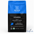 Front of MOKA Origins Uganda organic dark roast whole bean coffee bag