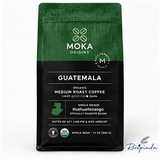 Front of MOKA Origins Guatemala organic medium roast whole bean coffee bag