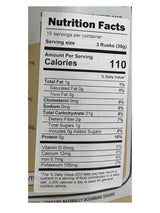 Nutrition facts label on a food package