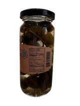 Nutyrition facts of a Jar of pickled vegetables with a label on a white background