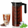 Mixpresso coffee maker with iced coffee and coffee beans on a white background