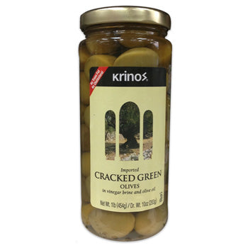 Krinos Cracked Green Olives 1lbs