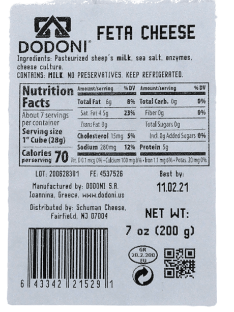 Dodoni feta cheese - pack of 6